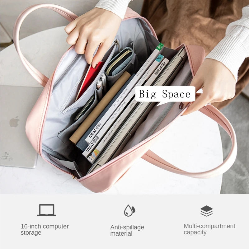 Waterproof RFID Protect Women's Laptop Bag: Notebook Briefcase for Macbook Air Pro 13-15.6 Inch, Shoulder Handbag Case