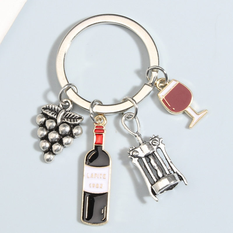 Enamel Keychain Beer Key Ring | Beer Cup, Red Wine Key Chain | Bar Souvenir Gift for Women and Men | Handbag Accessory, Car Hanging Jewelry