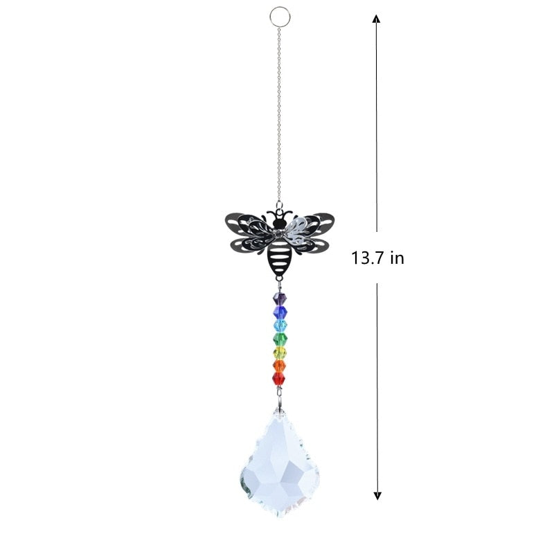 Crystal Sun Prisms Solar Hummingbird Owl Wind Chimes - Delight in the Enchanting Harmony of Nature's Beauty