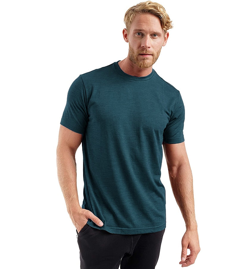 Ultra-Soft Merino Wool T-Shirt for Men: 100% Merino Wool Base Layer Shirt, 180G Breathable, Wicking, Anti-Odor, Fast Dry - USA Sizing