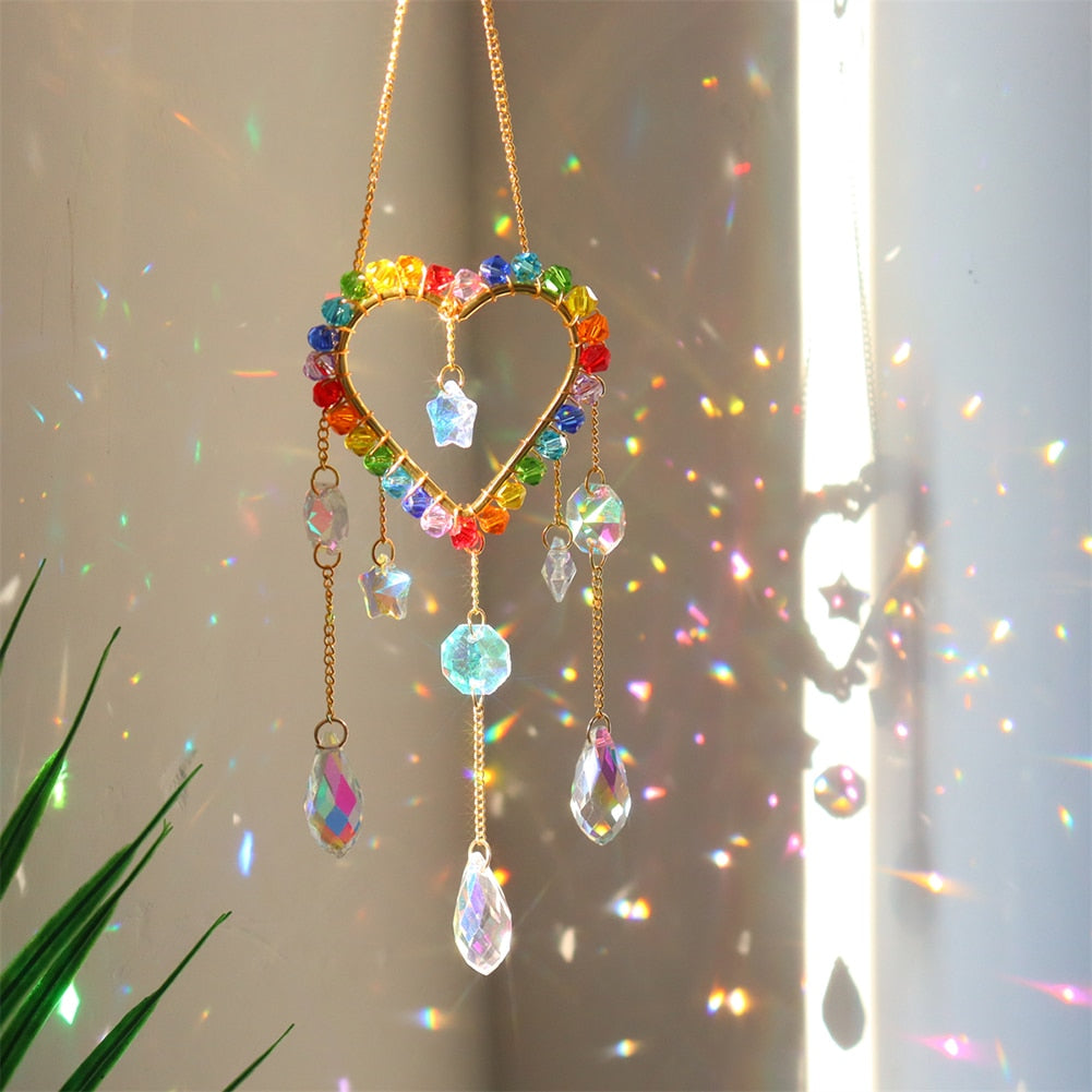 Crystal Wind Chime Moon Sun Catcher - Embrace the Magic of Moonlight and Rainbow Chaser