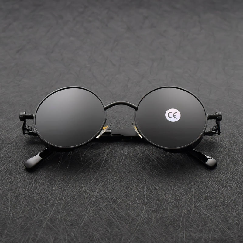 Classic Gothic Steampunk Sunglasses Polarized Men Women Brand Designer Vintage Round Metal Frame Sun Glasses High Quality UV400