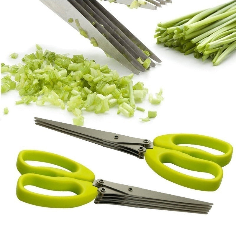 Multi-Layered Stainless Steel Kitchen Scissors: Versatile Vegetable Cutter and Herb Chopper for Scallions, Laver, Spices, and More Accessories