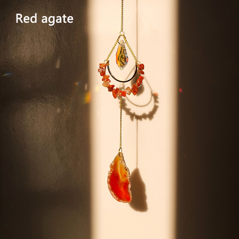 Natural Crystal Suncatcher Hanging Ornament - Radiate Love and Serenity