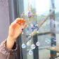 Metal Crystal Wind Chimes - Natural Stone Hexagon Prisms for Radiant Sun Catchers