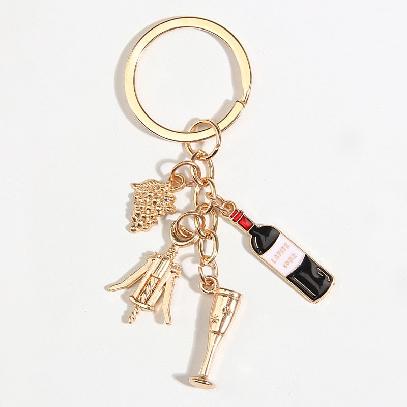 Enamel Keychain Beer Key Ring | Beer Cup, Red Wine Key Chain | Bar Souvenir Gift for Women and Men | Handbag Accessory, Car Hanging Jewelry