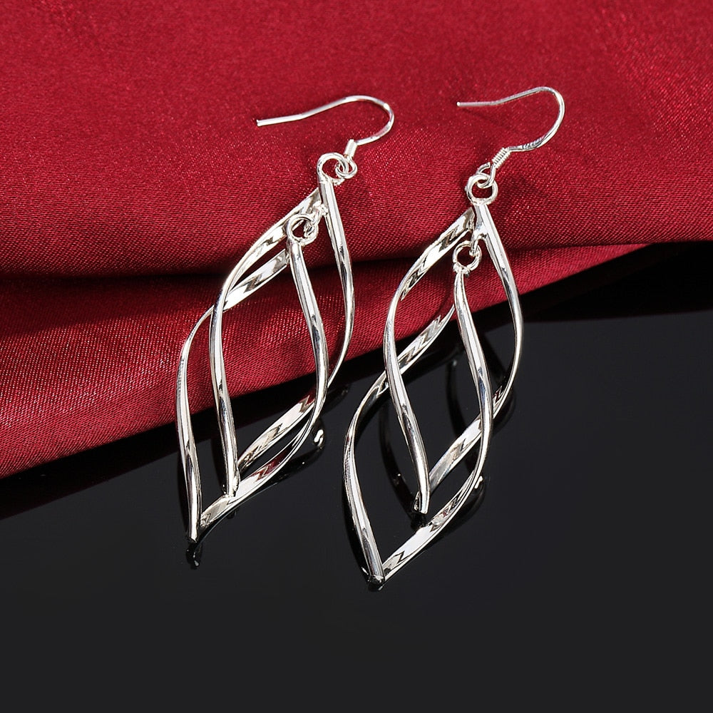 Exquisite Essence: Sterling Silver Delicate Dangle Earrings - Timeless Jewelry for Elegant Women