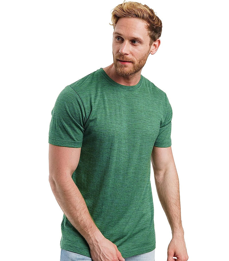 Ultra-Soft Merino Wool T-Shirt for Men: 100% Merino Wool Base Layer Shirt, 180G Breathable, Wicking, Anti-Odor, Fast Dry - USA Sizing