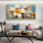 Large Abstract Lily Hand-Painted Floral Oil Painting on Canvas - Original White Landscape Art for Modern Rooms Room Art