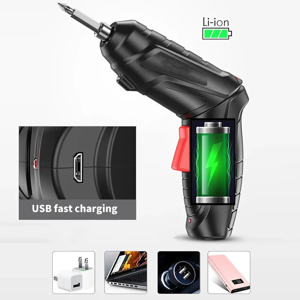 Cordless Screwdriver Set Mini Electric Drill Power Tool for Household Maintenance & Repair