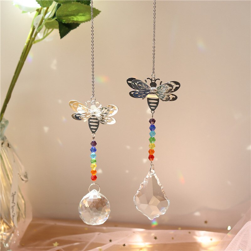 Crystal Sun Prisms Solar Hummingbird Owl Wind Chimes - Delight in the Enchanting Harmony of Nature's Beauty