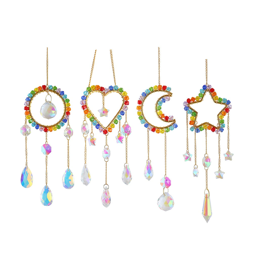 Crystal Wind Chime Moon Sun Catcher - Embrace the Magic of Moonlight and Rainbow Chaser