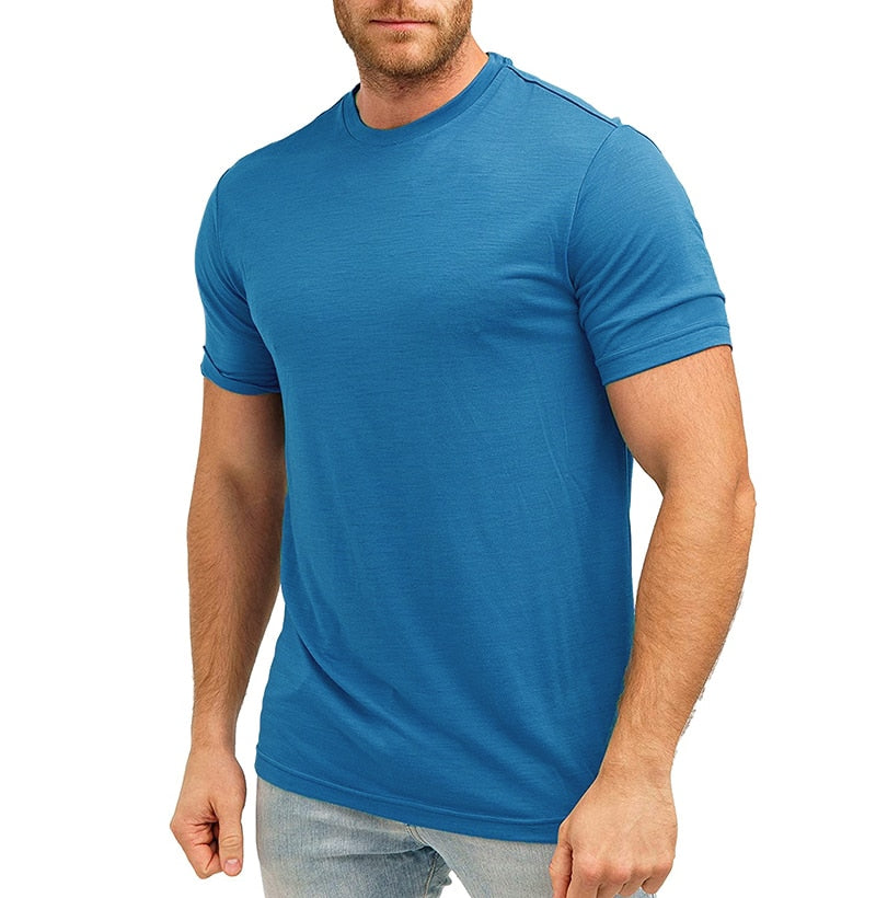 Ultra-Soft Merino Wool T-Shirt for Men: 100% Merino Wool Base Layer Shirt, 180G Breathable, Wicking, Anti-Odor, Fast Dry - USA Sizing