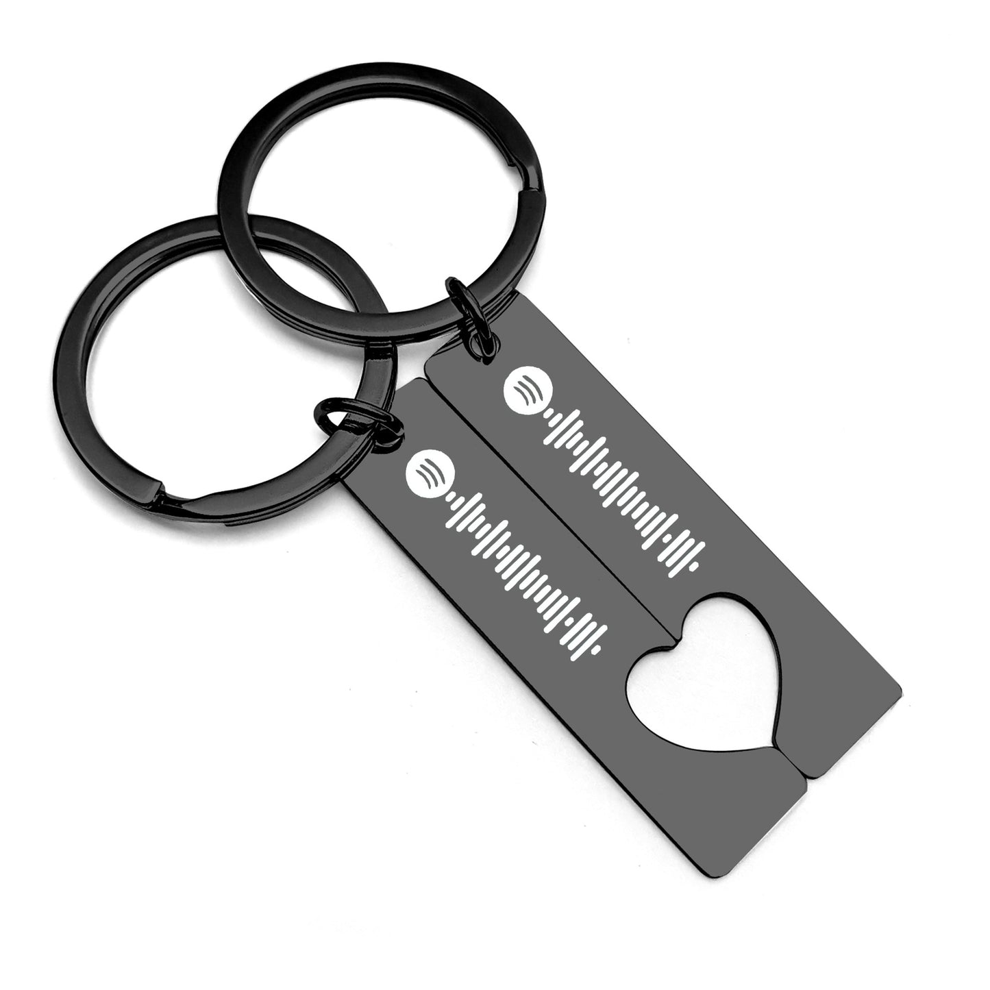 Customized Spotify Code Keychains - Stainless Steel Music Duo Keyrings for Him and Her - Personalized Engraved Key Ring Jewelry Gift