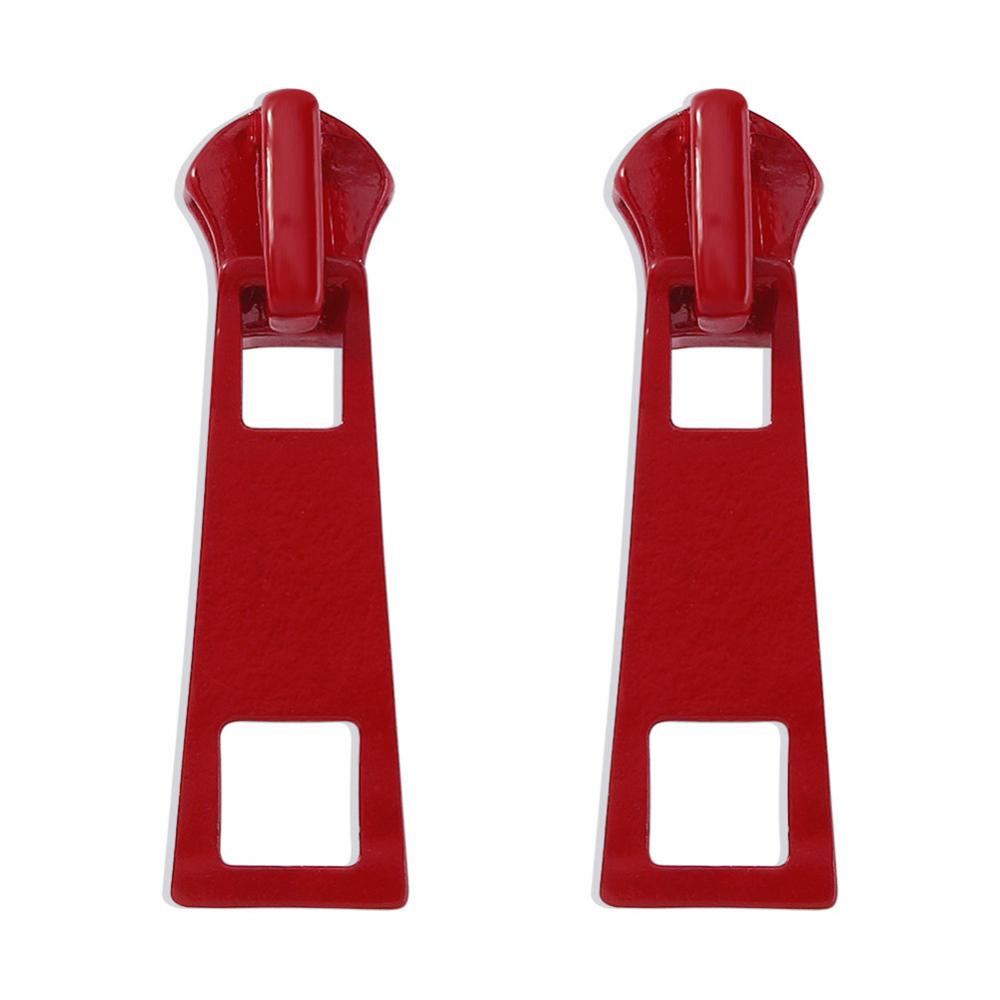 Vibrant Zipper Zing Earrings: Playful Metal Drops for Fashion-Forward Women