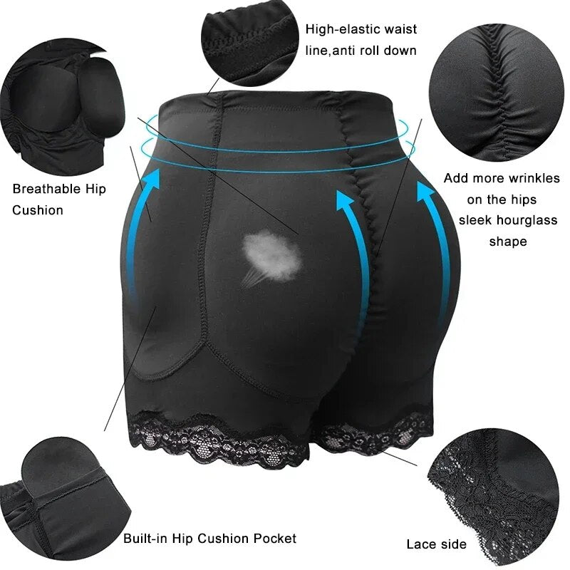 Body Shaper Shapewear Underwear 4 Pads Shapers Butt and Hip Pad Enhancer with Firm Control