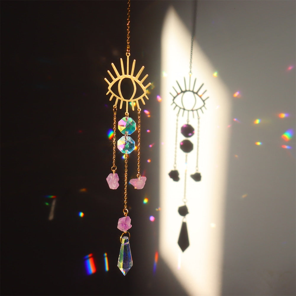 Rainbow Crystal Angel Chakra Sun Catcher - Embrace Harmony and Spiritual Serenity