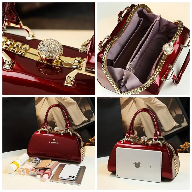 Elegant Glossy Patent Leather Women's Handbag