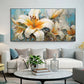 Large Abstract Lily Hand-Painted Floral Oil Painting on Canvas - Original White Landscape Art for Modern Rooms Room Art