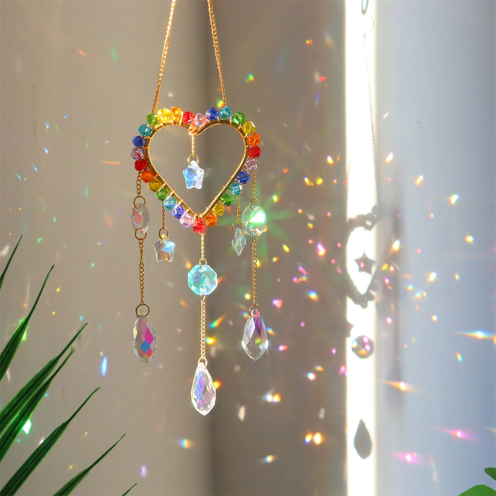 Crystal Wind Chime Moon Sun Catcher - Embrace the Magic of Moonlight and Rainbow Chaser