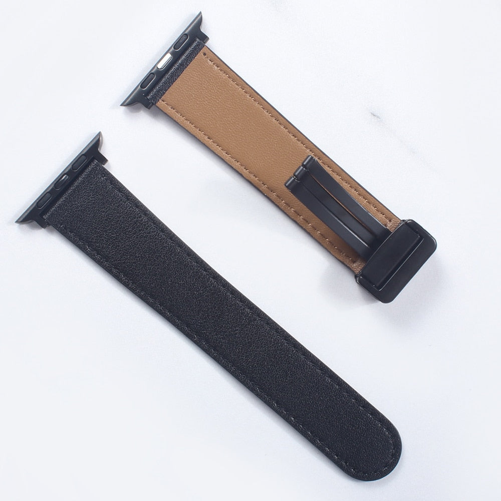 Apple Watch Band Leather Magnetic 38-49mm Buckle Bracelet