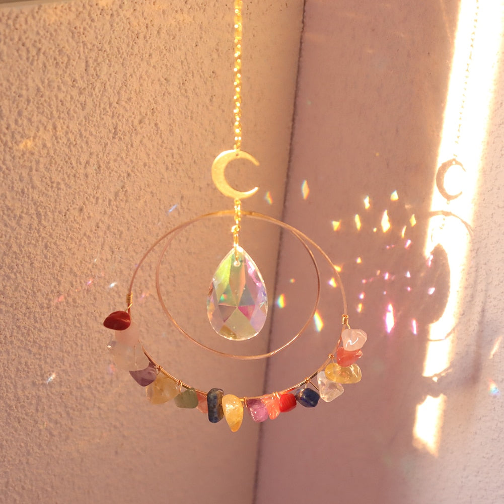 Rainbow Crystal Angel Chakra Sun Catcher - Embrace Harmony and Spiritual Serenity