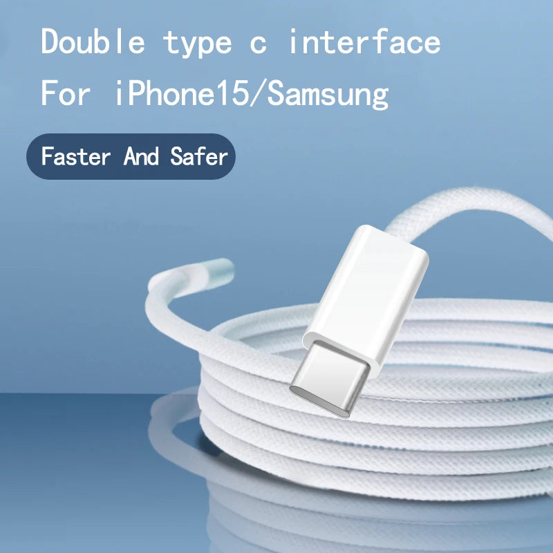 Usb C to Type C Fast Charging PD 60W Mobile Phone Date Cable For Iphone15 Android Samsung Huawei Type C Braided Charger Cable