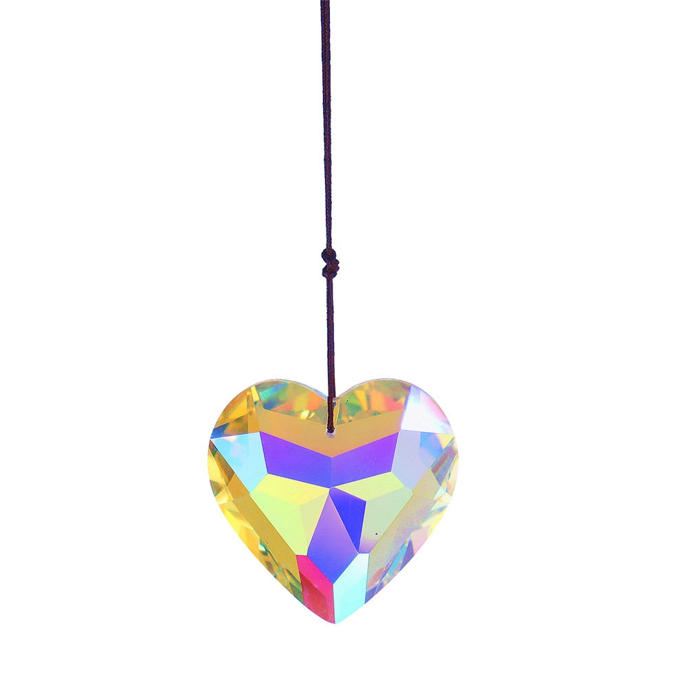 Love Heart Crystal Pendant Wind Chime - Radiate Love and Harmony with Sun Catchers and Rainbow ChaserChime