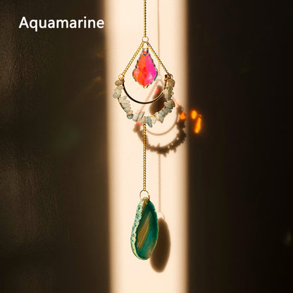 Natural Crystal Suncatcher Hanging Ornament - Radiate Love and Serenity