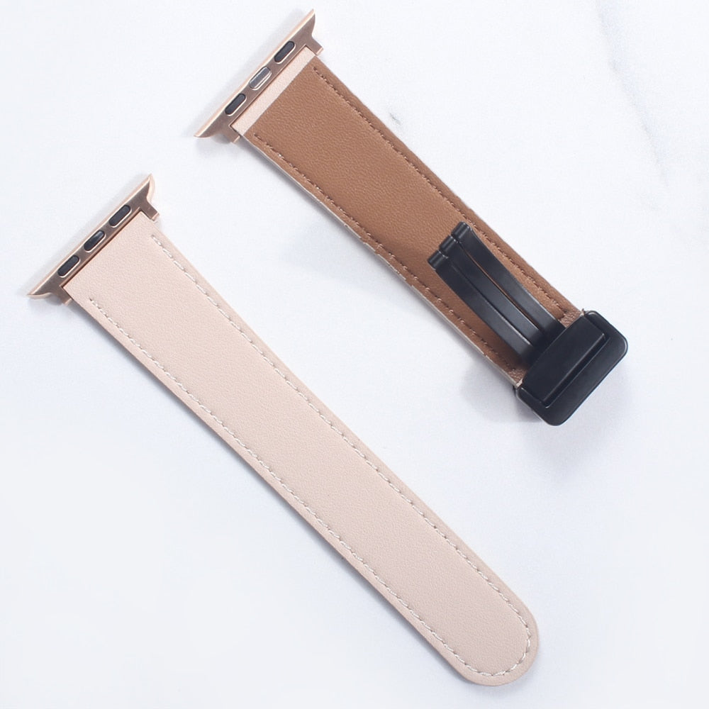 Apple Watch Band Leather Magnetic 38-49mm Buckle Bracelet