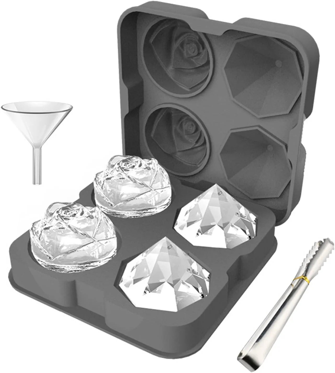 Rose & Diamond shape Ice Cube Maker Silicone Mold