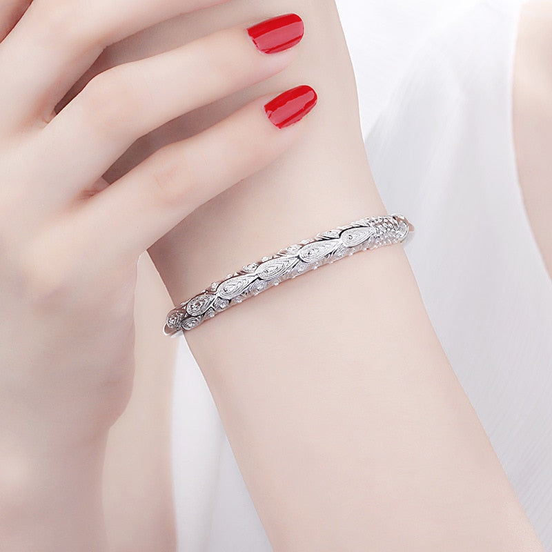 Phoenix Elegance: Adjustable Sterling Silver Bracelet for Women - Fashionable Jewelry for Parties, Gifting, and Students