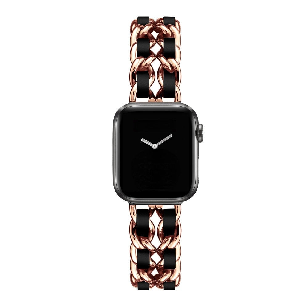 Apple Watch Luxury Metal Leather Strap Band 38-49mm