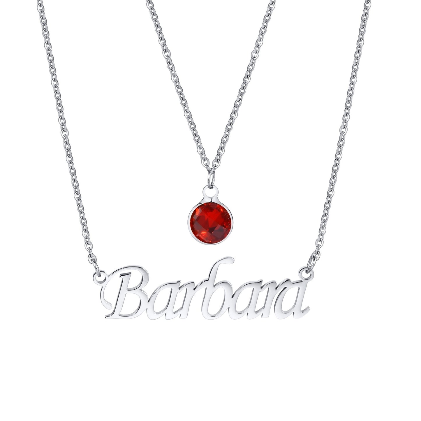 Personalized Name Birthstone Heart Pendant Necklace: Customized Women's Nameplate Necklace