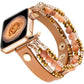 Apple Watch Elegant Beaded Leather Bracelet Elastic Band for Women