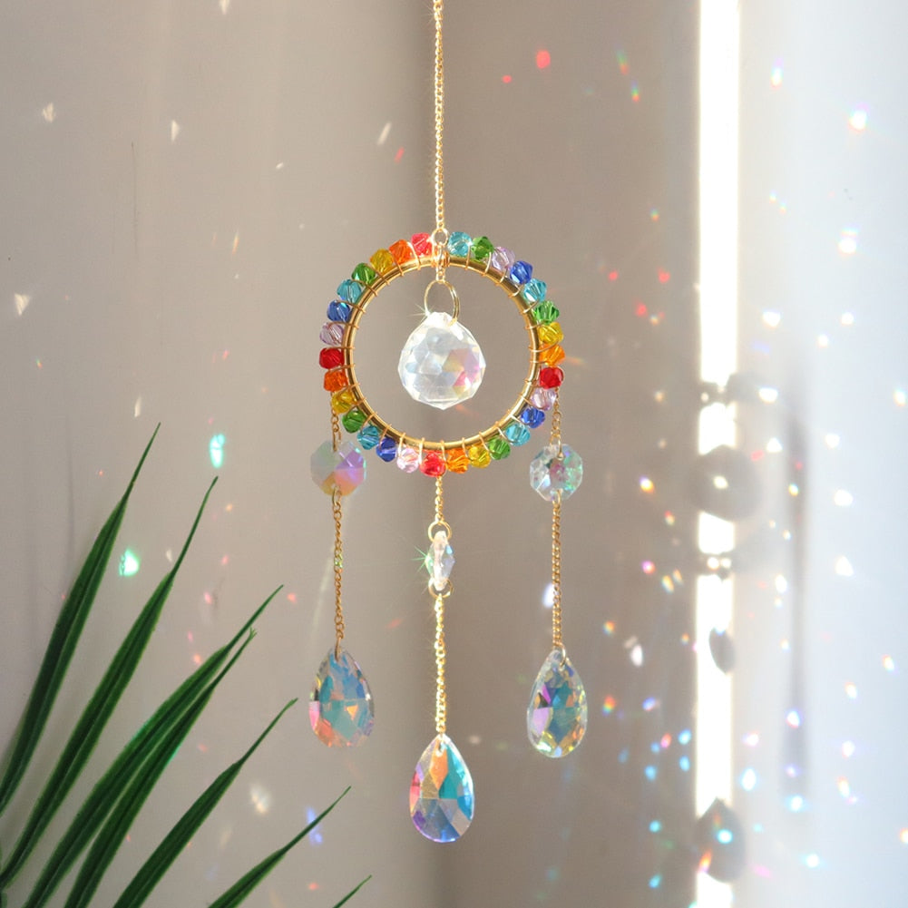 Crystal Wind Chime Moon Sun Catcher - Embrace the Magic of Moonlight and Rainbow Chaser