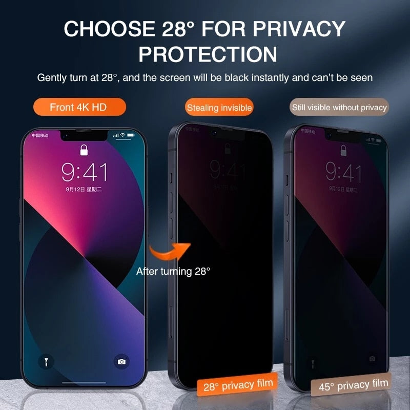 Privacy-Focused Tempered Glass Screen Protectors for iPhone 11, 12, 13, 14 Pro MAX, XS, XR, X, 7, 8, and More (1-4 Pcs)