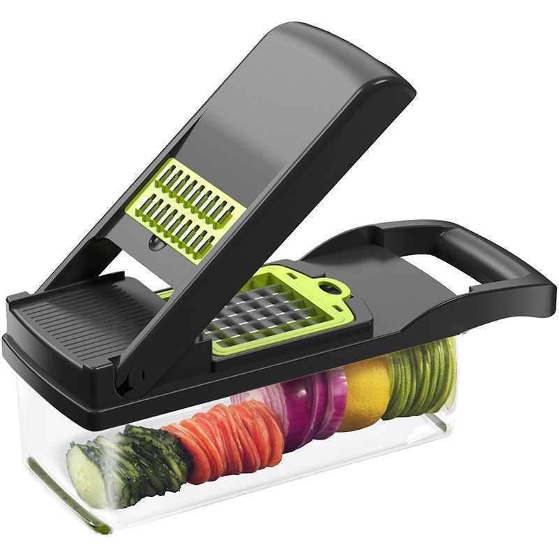 Vegetables Slicer 13 in 1 Multi-function Kitchen Tool - Slice, Dice, Shred, and Grate with Built-in Basket