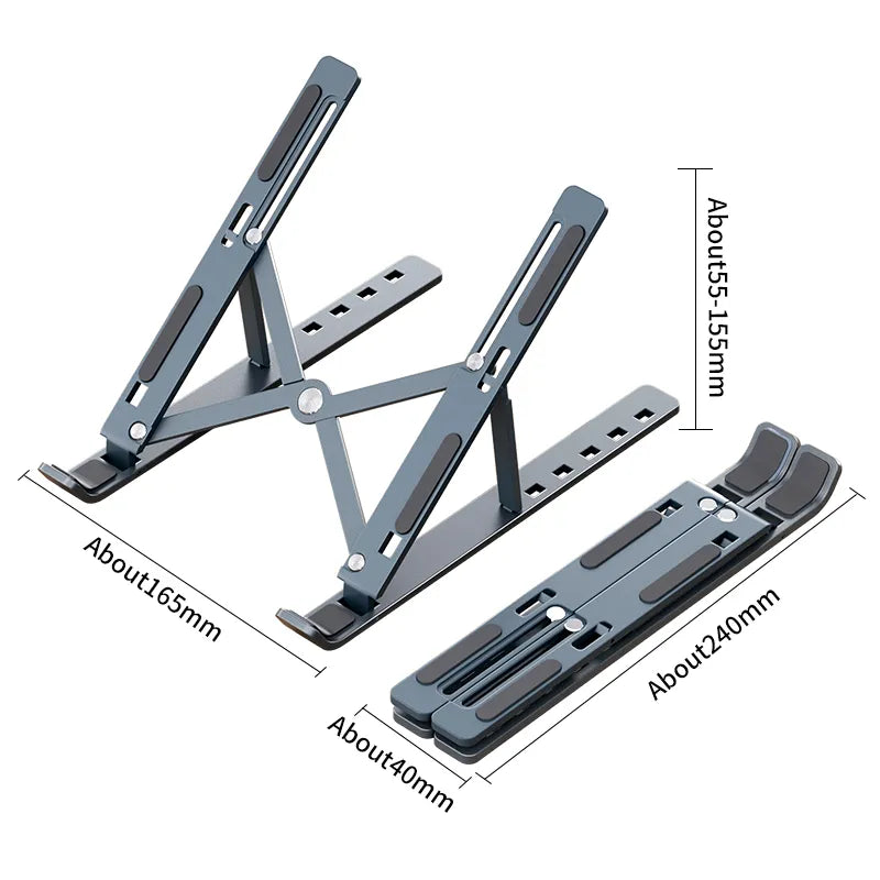 Strong Alloy Laptop Stand Adjustable Foldable & Portable Notebook Computer Holder for Lifting, Cooling, and Non-slip Functionality