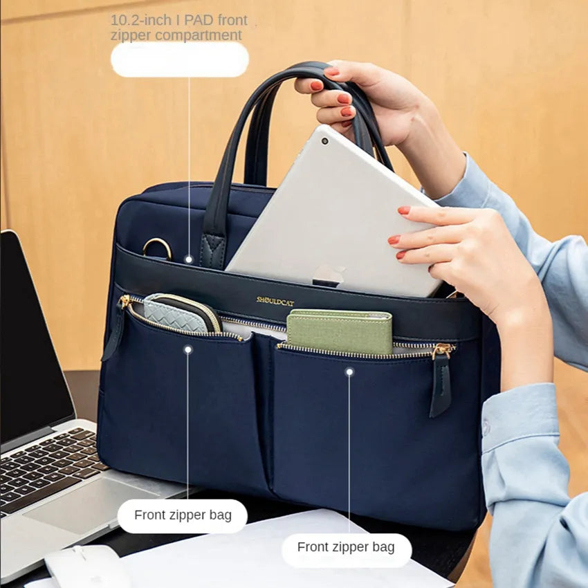 Waterproof RFID Protect Women's Laptop Bag: Notebook Briefcase for Macbook Air Pro 13-15.6 Inch, Shoulder Handbag Case