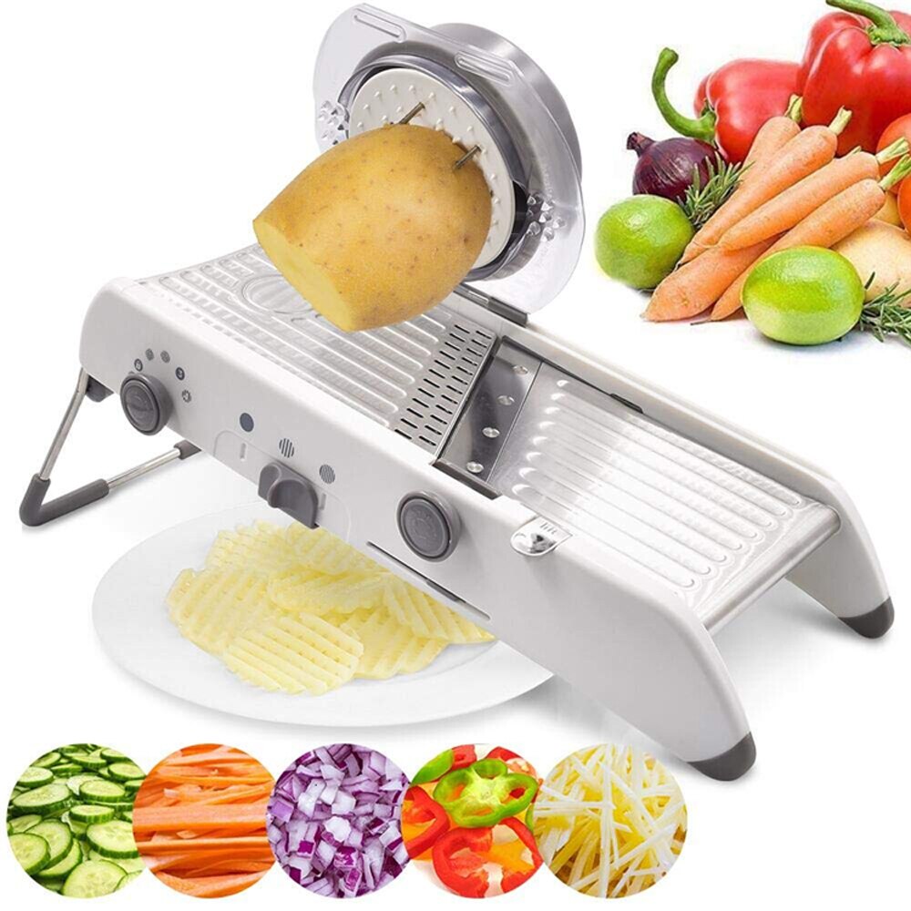 Adjustable Mandoline Slicer - 18 Types - Stainless Steel Vegetable Julienner, Grater, and Food Cutter - Adjustable Thickness Slicer Dicer