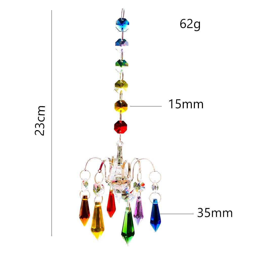 Chakra Crystal Prism Hanging Outdoor Pendant Sun Catcher - Enhance Your Home and Garden Decor