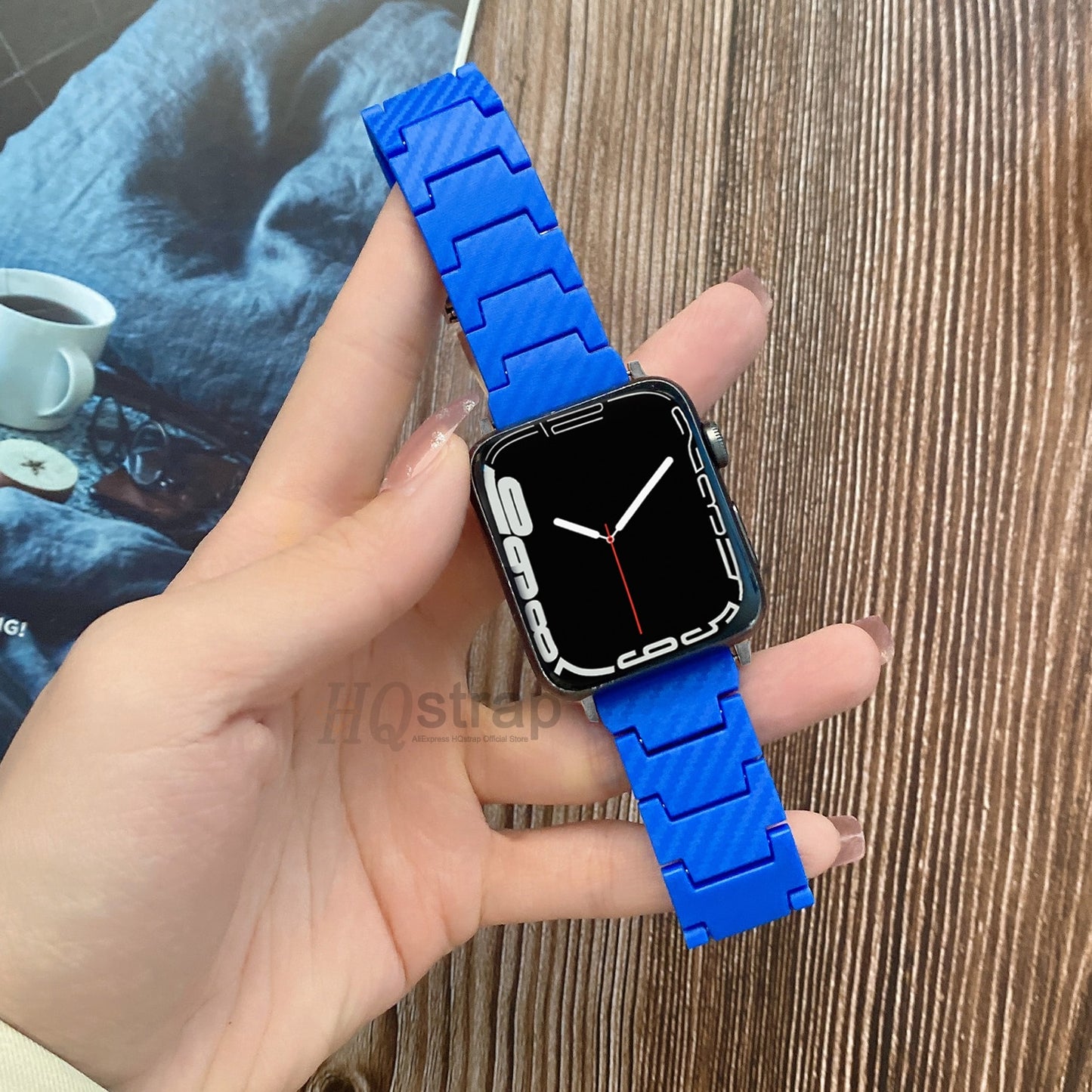 Apple Watch Wristband Carbon Fiber Pattern PC Strap Compatible with 45mm, 44mm, 40mm, 41mm, 49mm, 42mm