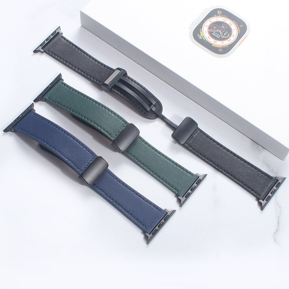 Apple Watch Band Leather Magnetic 38-49mm Buckle Bracelet