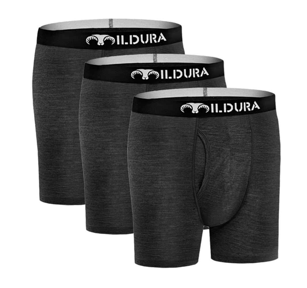 Premium Men's Merino Wool Boxer Briefs: Ultra-Soft Moisture-Wicking Base Layer Underwear