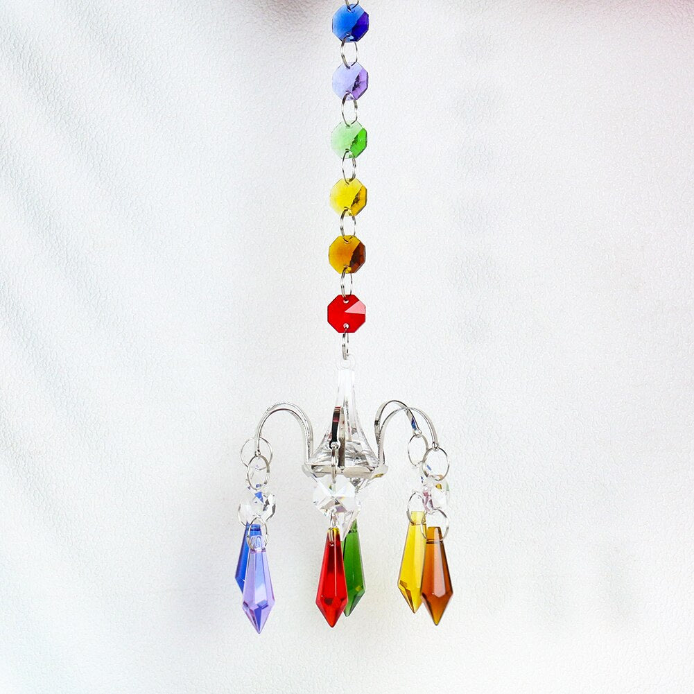 Chakra Crystal Prism Hanging Outdoor Pendant Sun Catcher - Enhance Your Home and Garden Decor