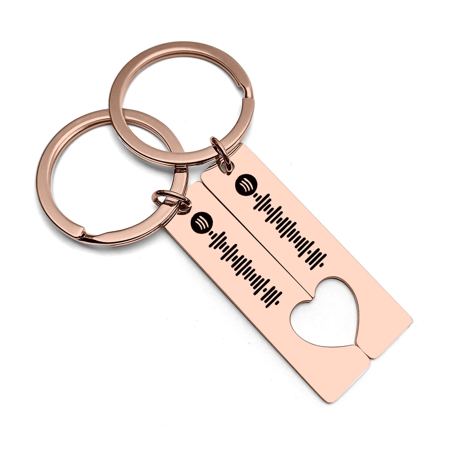 Customized Spotify Code Keychains - Stainless Steel Music Duo Keyrings for Him and Her - Personalized Engraved Key Ring Jewelry Gift