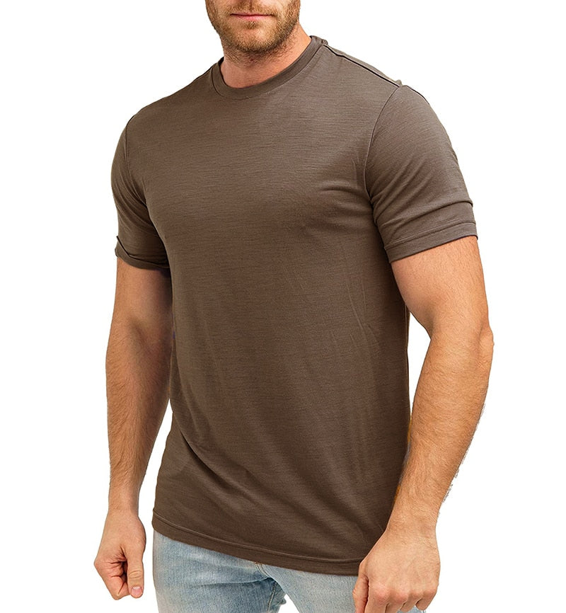 Ultra-Soft Merino Wool T-Shirt for Men: 100% Merino Wool Base Layer Shirt, 180G Breathable, Wicking, Anti-Odor, Fast Dry - USA Sizing