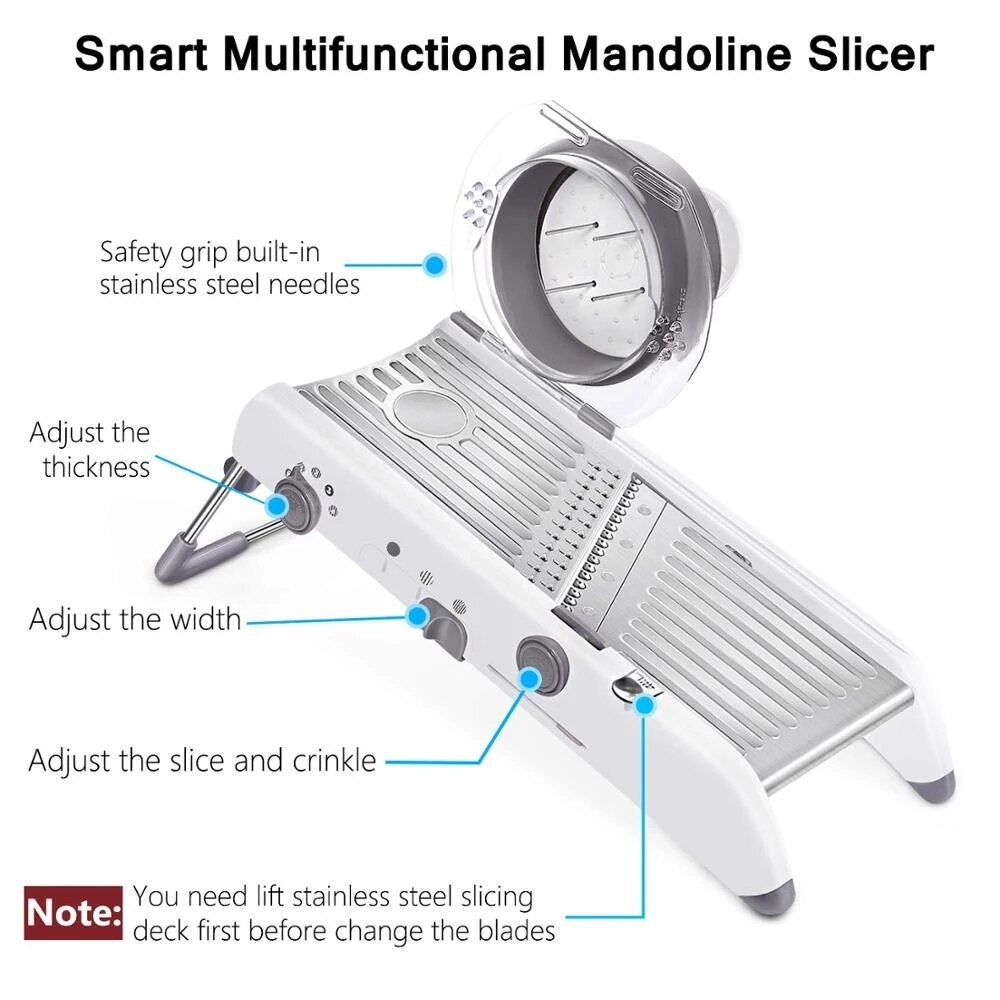 Adjustable Mandoline Slicer - 18 Types - Stainless Steel Vegetable Julienner, Grater, and Food Cutter - Adjustable Thickness Slicer Dicer