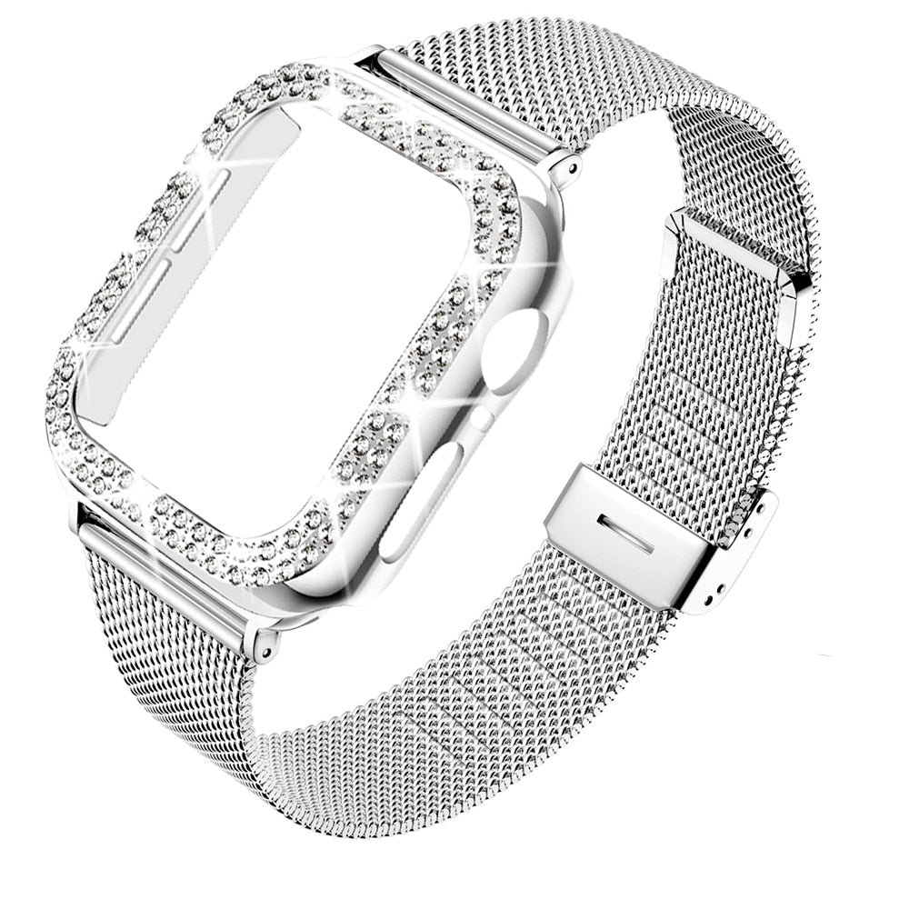 Apple Watch Diamond Metal Bracelet Case and Band 38-45mm For Women